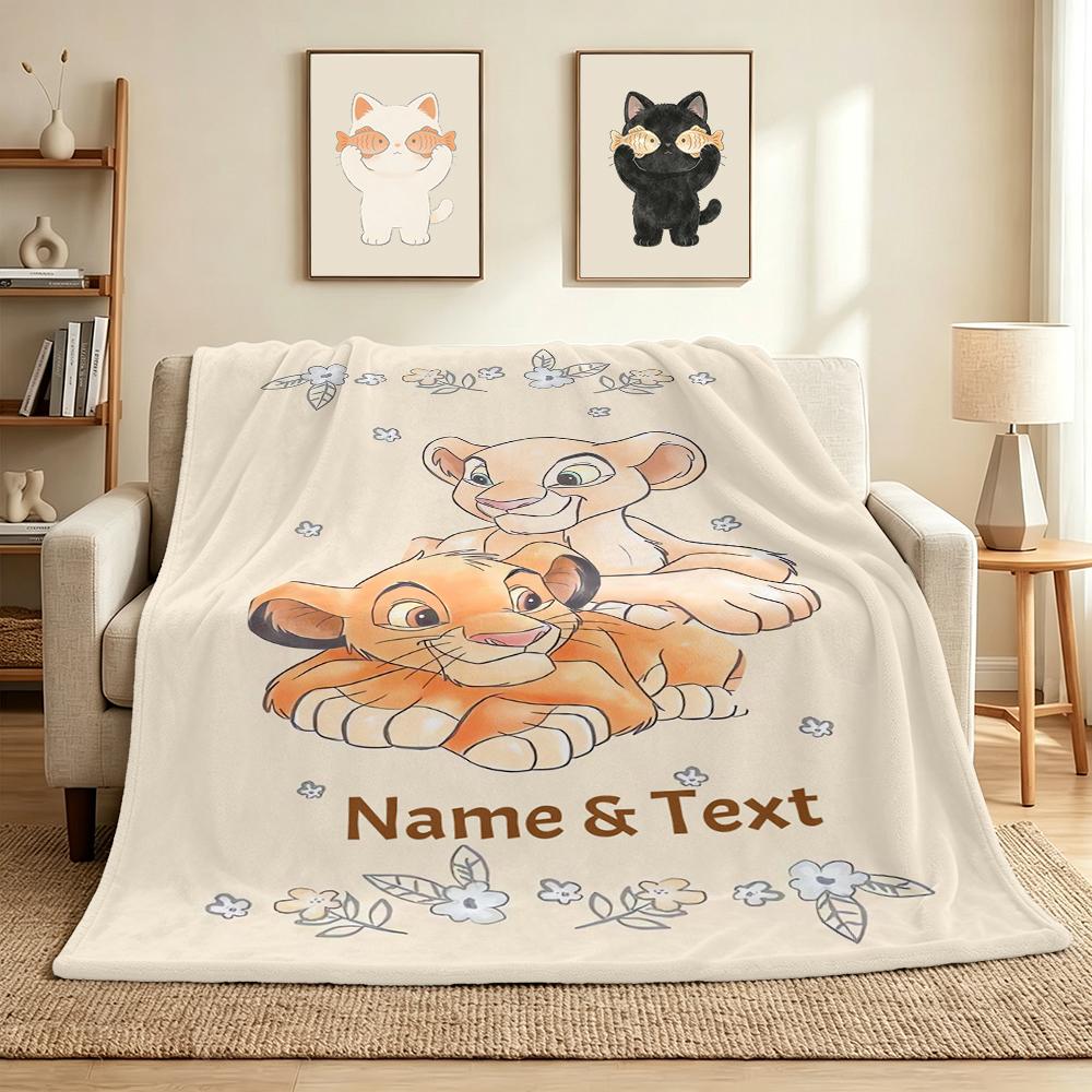 Custom Name Lion Cub Name Flannel Blanket Throw Blanket Soft Warm Sofa Bed home Decor Unique Gift
