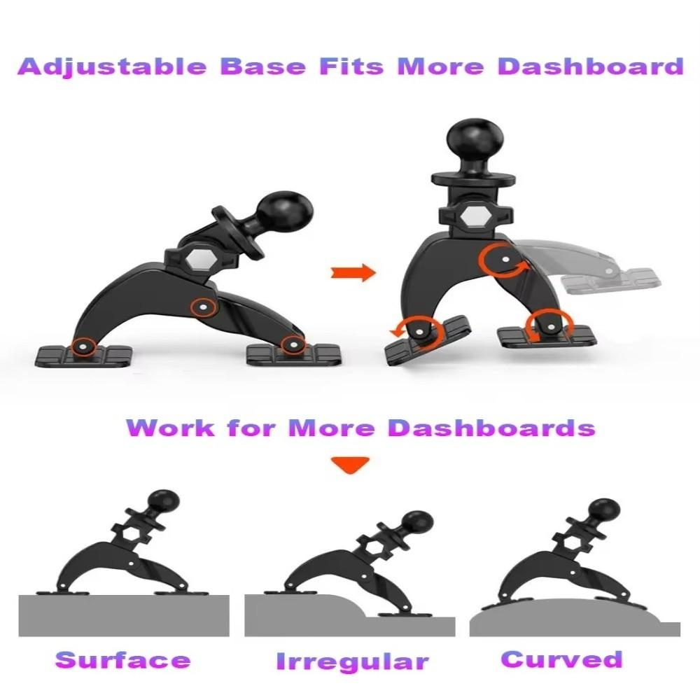 Dual Adhesive Base Ball Head Car Mount 360 Degree Rotation Dashboard Mount  Vehicle Use