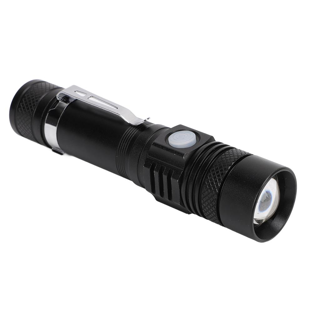 LED Handheld Flashlight USB Charging Portable 3 Gear Adjustment Zoomable Small Flashlight for Camping