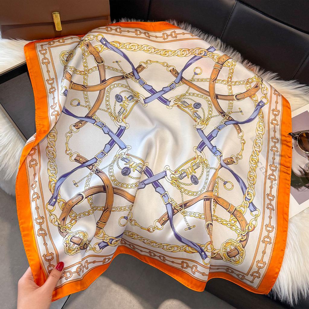 Spring Small Silk Scarf Korean Version Imitation Silk Scarf Women'S Retro Decorative Square Scarf Small Scarf Tied Bag Ribbon