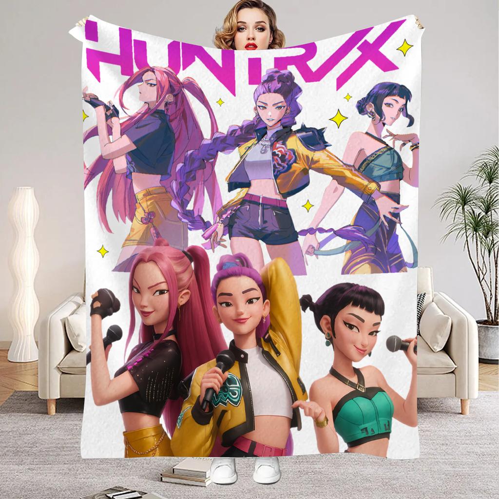 Kpop Dämonenjäger Huntrix Decken Qualität Weich Warm Überwurfdecke Winter Kinder Couch Bett Flauschige Tagesdecke