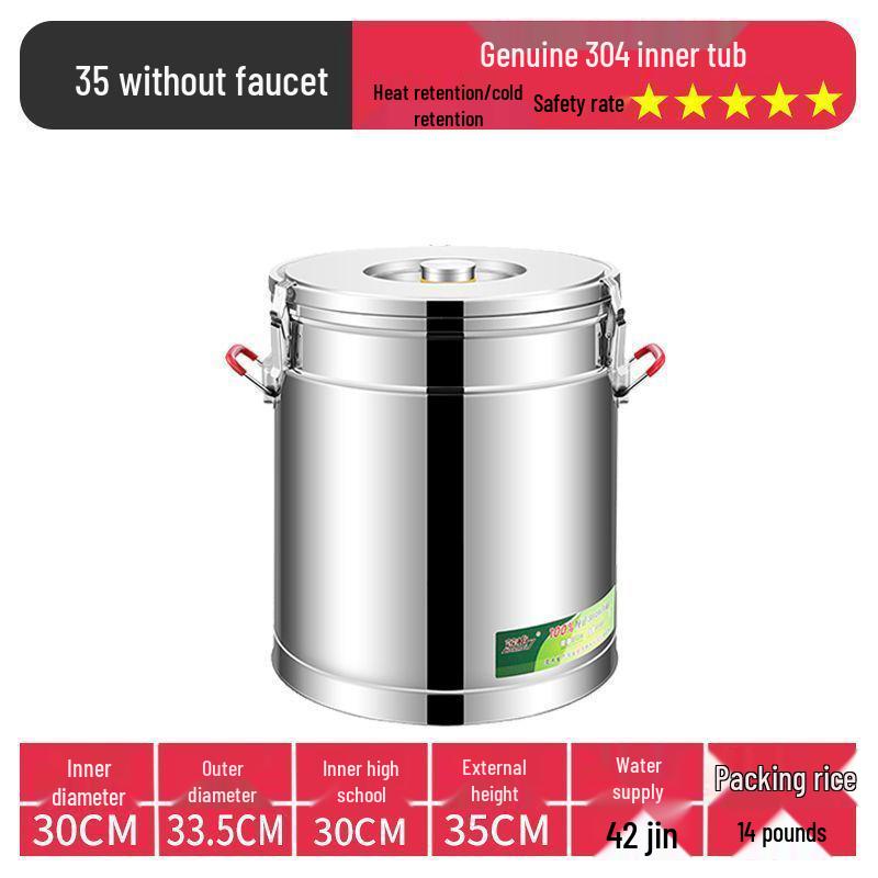 Isolierter Eimer aus Edelstahl 304 für Reis und Sojamilch, Eimer für Eisgelee mit großem Fassungsvermögen