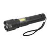 Super Bright Flashlight Zoomable IPX4 Waterproof USB Charging Handheld Flashlight with COB Side Light for Camping Hiking