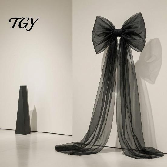 Big Fabric Bows for Birthday Events 79x20 Inch Giant Bow Christmas Tree Topper, Oversized Tulle Extra Large Event Styling Ornament with Long Streamer