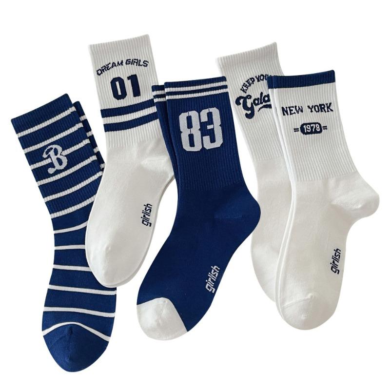 Female Spring and Autumn Tide Letter Sports Deodorant Wicker Tube Cotton Socks