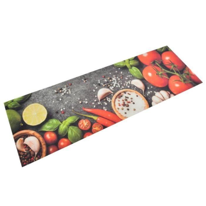 VidaXL Tapis de cuisine lavable impression légumes 60x180 cm velours 136538
