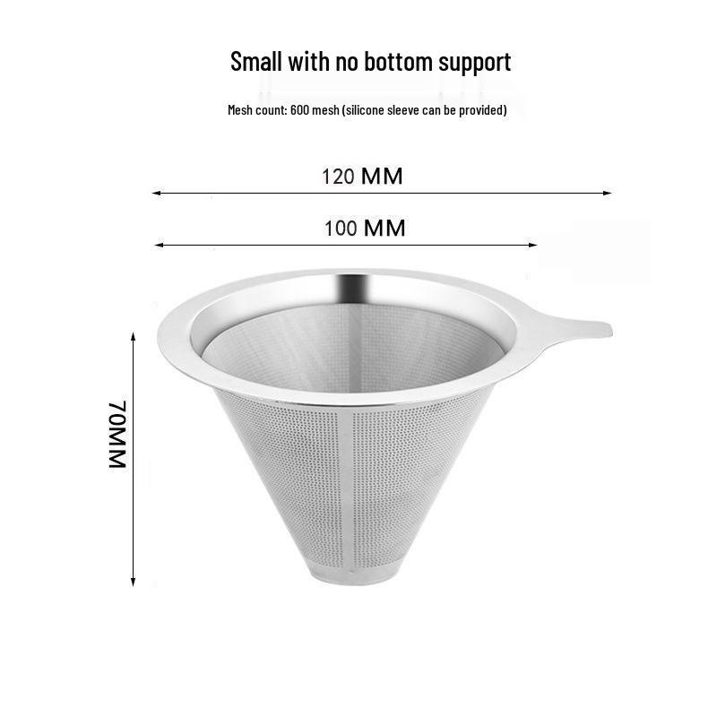 Dual-Layer 304 Stainless Steel Coffee Filter, Available in 300/600/800 Mesh, No Paper Needed for Hand Drip Brewing.