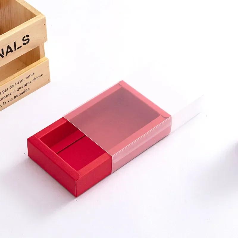 Kraft Paper Frosted Translucent Packaging Box PVC Plastics Drawer Festival Gifts Storage Carton Desserts Cake Packing Boxes