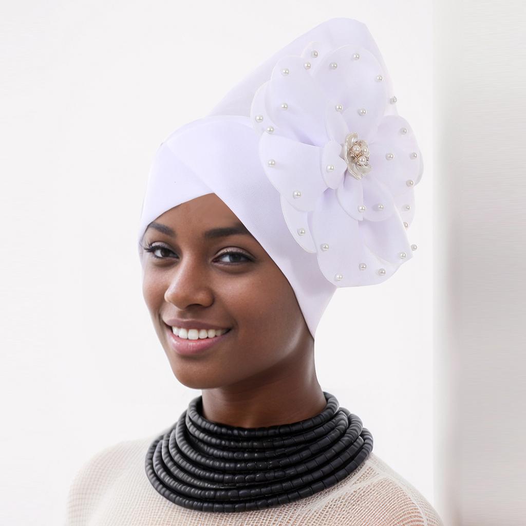 Elegant African Lady Head Wraps Nigeria Party Headwear Wedding Headtie Big Flower Turban Cap for Women 2026 New Gift