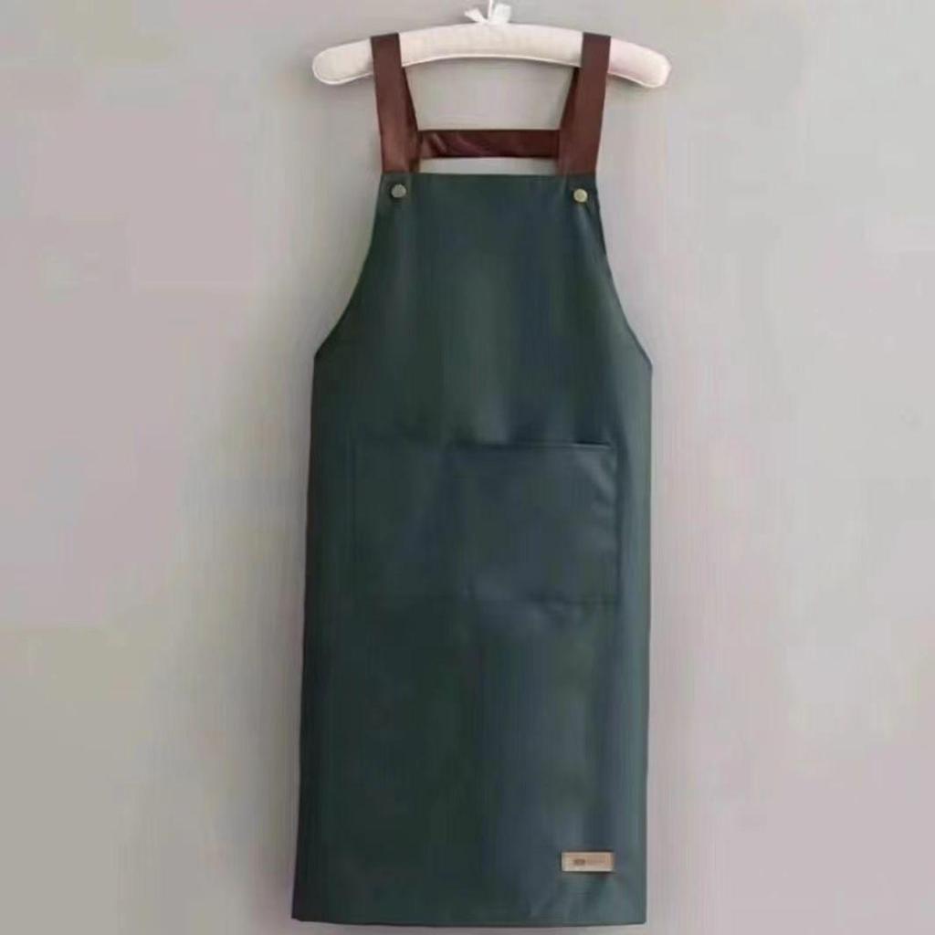 Unisex wasserdichte ölabweisende Küchenschürze mit großer Tasche und verstellbarem Riemen - Einfarbige, Übergröße