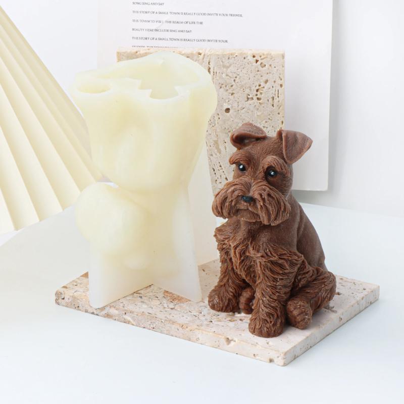 3D Schnauzer Puppy Silicone Mold DIY Cute Kitten Puppy Handmade Candle Make Resin Gypsum Clay Mold Animal Theme Home Decor Gifts