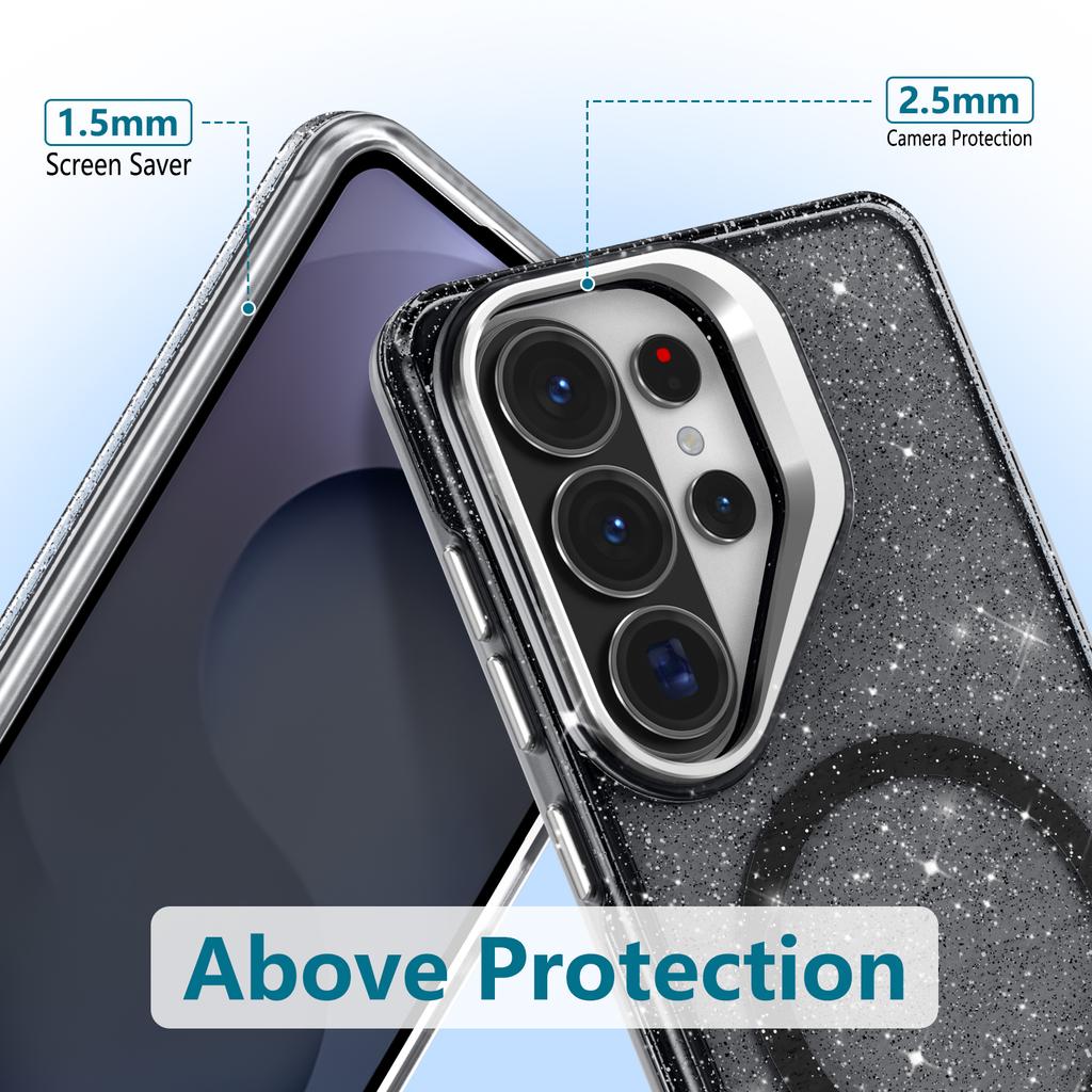 Neuer Metall-Objektivständer Klar Bling Glitzer Für Hülle Für Für Samsung Galaxy S26 S25 S24 S23 S22 Ultra Plus S25FE Magnetische Abdeckung