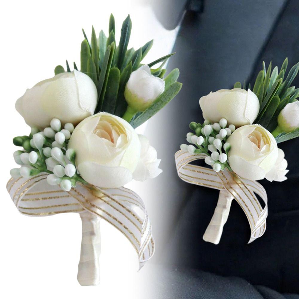 Simple Bridal Corsage Elegant Artificial Flower Bud Corsage For Wedding Birthday Bridal Décor