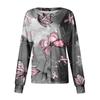 Women's Fashionable Casual Pocket Long Sleeved Themed Printed Round Neck Top