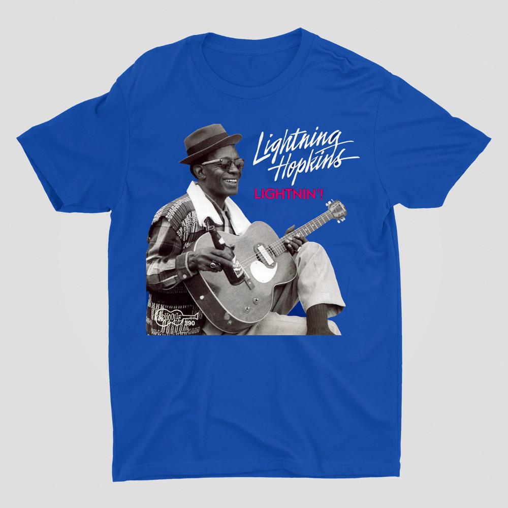SALE Lightnin  Hopkins Poster T-shirt Blue Unisex All sizes S-5XL Unisex T-Shirt L