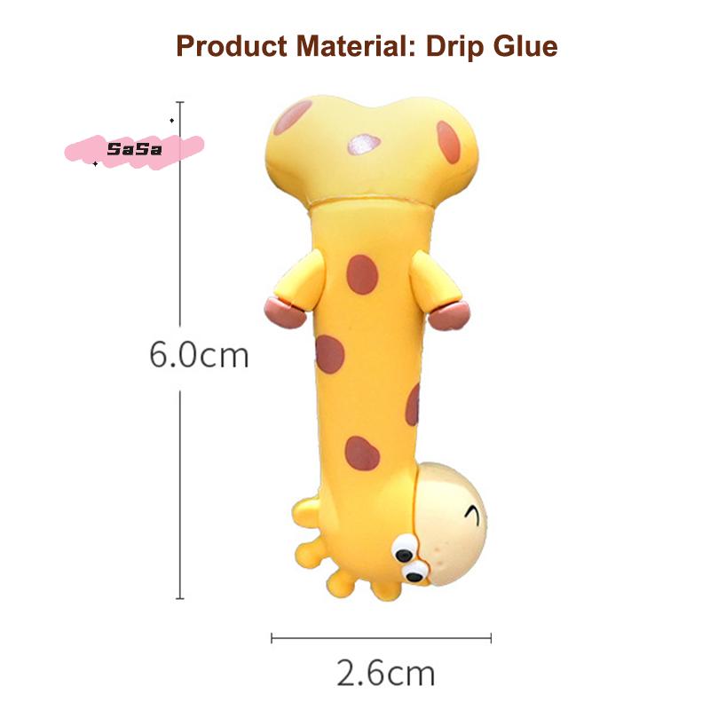 S-1Pc Kawaii Rubber Groove Giraffe Ornament Cartoon Figurines Pastel Desktop Model Giraffe Design for Computer Decoration