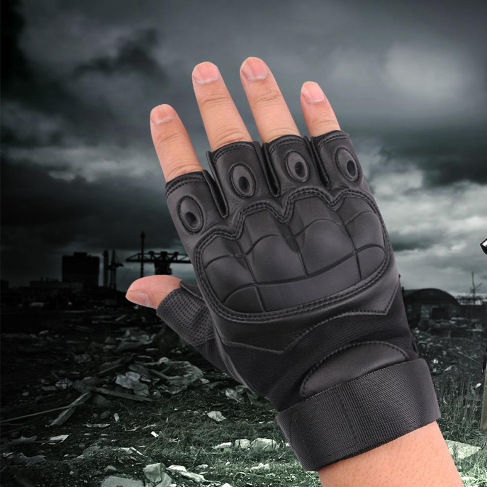 Outdoor Tactical Half Finger Gloves Field Training Sports Riding Mountaineering Non-Slip Motorcycle Full Finger Touch Screen Leather Gloves