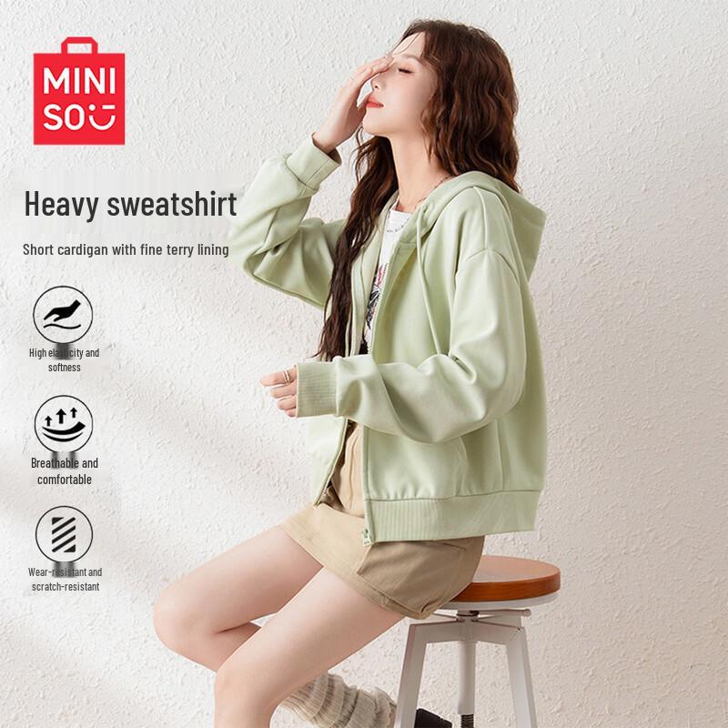 MINISO Women's Casual Hooded Zip-Up Sweatshirt