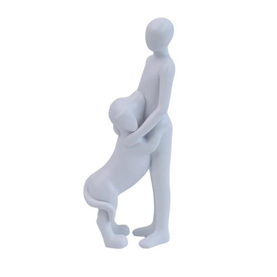 Modern Abstract Man and Dog Statue Desktop Decoration Resin Pet C