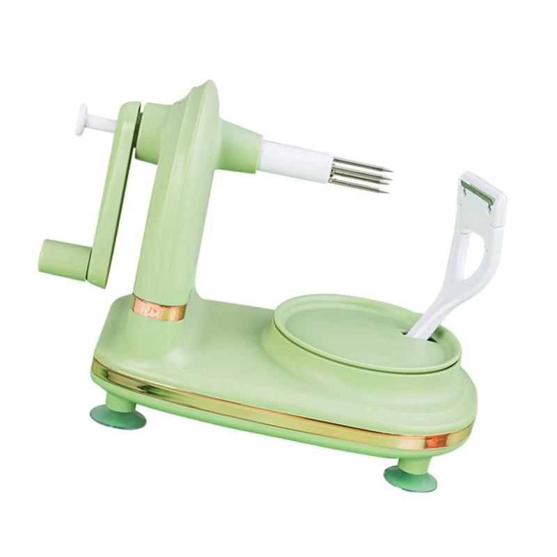 Apple Peeler Stainless Steel Manual Rotating Peeler Kitchen Gadget With 2 Replacement Cutter Heads For Pear Citrus Fruit Light