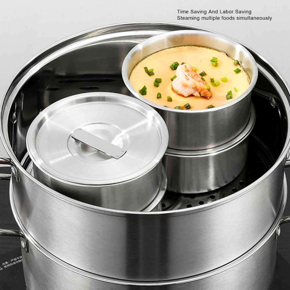 Round Deep Bowl Steaming Bowl Rustless Steel Food Container Metal Bowl Egg Custard Making