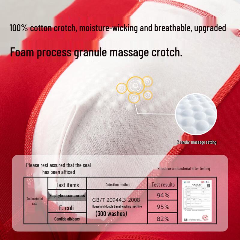 Boys' Lucky Red Pure Cotton Antibacterial Boxer Briefs