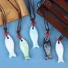 Chinese Stijl Keramische Visfluit Kettingen Hanger Gladde Handgemaakte Fluit Delicieuze Bedel Ketting Unisex Trui Ketting