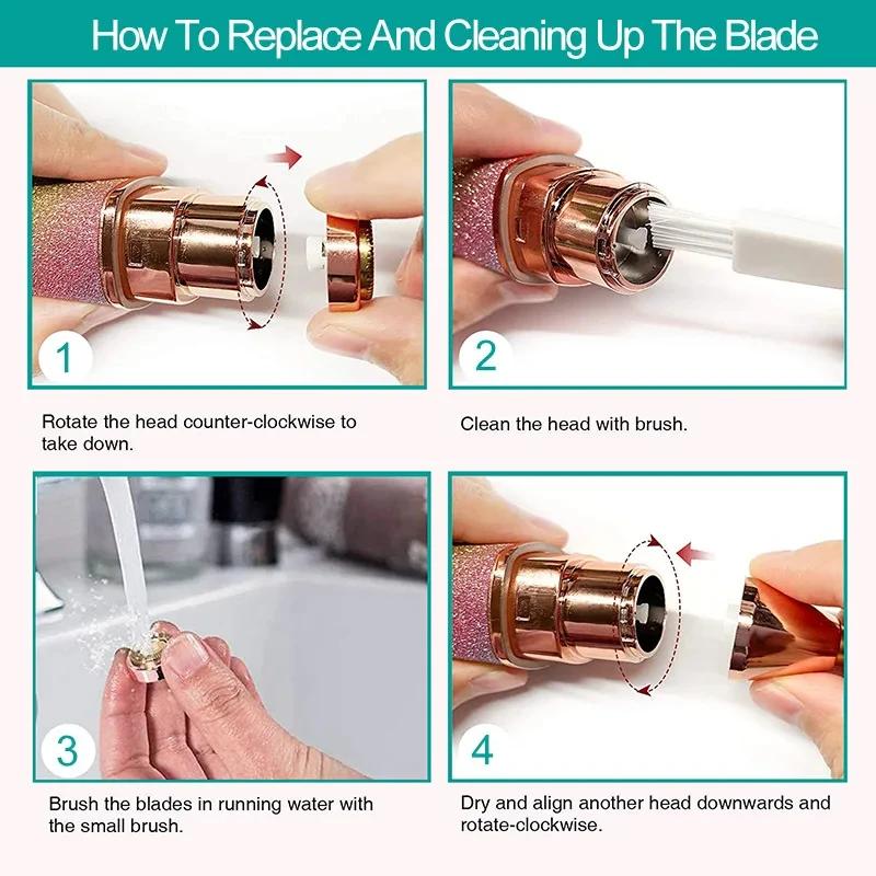 Mini Painless Razor Shave Shaver Portable 2 IN 1 Electric Epilator Eyebrow Trimmer Women's Body Facial Lip Epilator Rechargeable