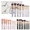 HMU Cheap Price Vegan Private Label Kabuki 10pcs Long Handle Cosmetic Marble Makeup Brush Set With Marble Makeup Brush Holder