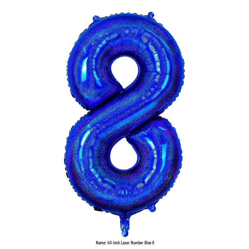 Large 40-Inch Navy Blue Laser Number Foil Balloon for Birthday Decoration