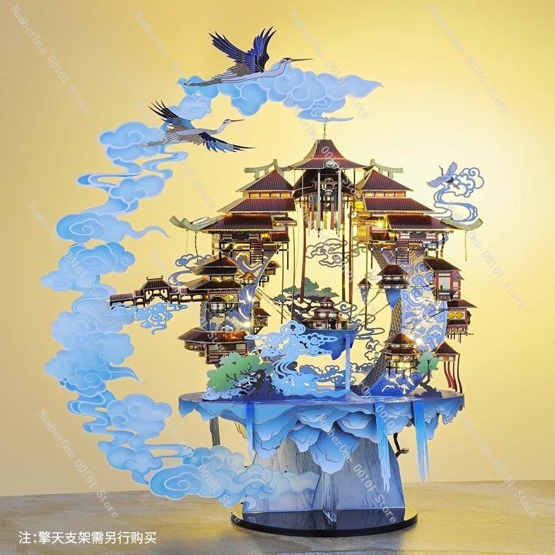 3D Metal Assembly Puzzle Model Kit of Ancient Architecture,High-Difficulty DIY Craft for Adults,Precise Laser-Cut Components