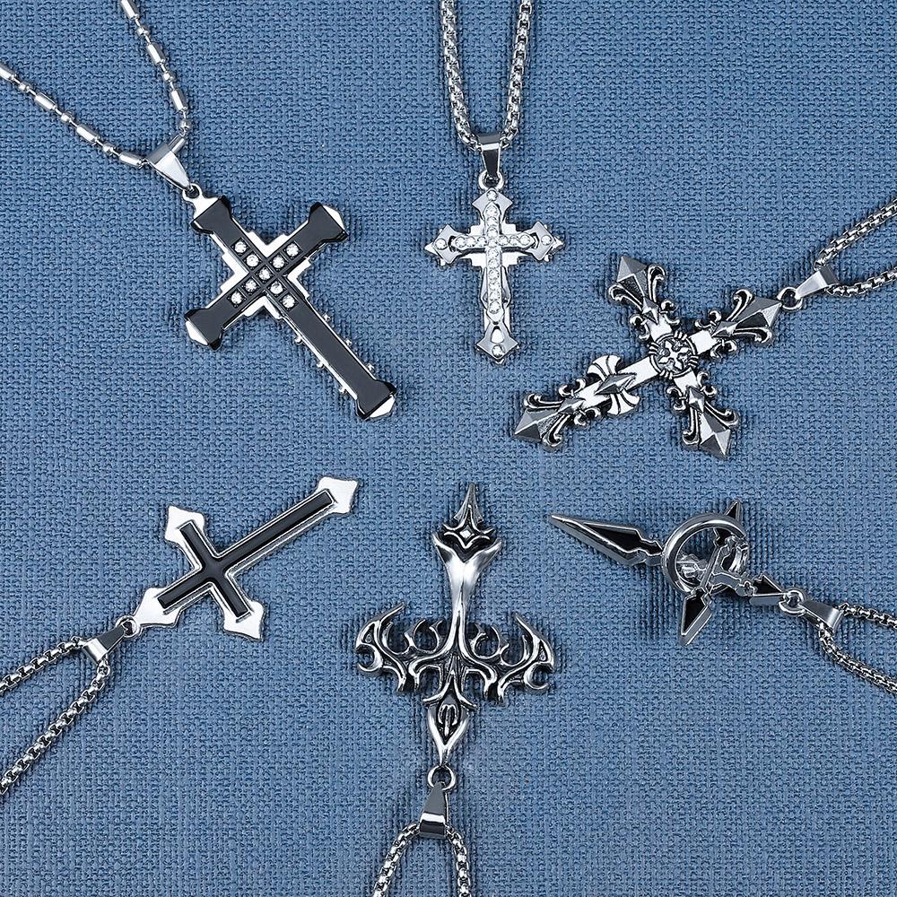 High Quality Cross Titanium Steel Non Fading Necklace,Domineering Trendy Men's hip-hop Pendant Chain,New Handsome Men Women Gift