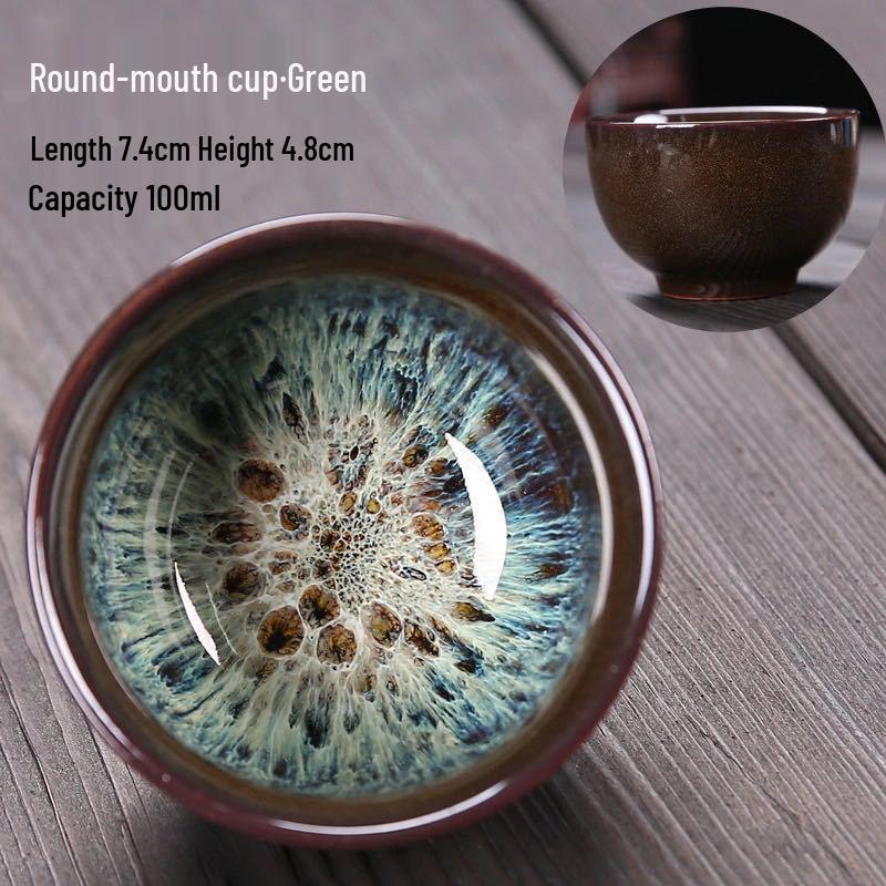 Jian Zhan Kiln-Change Ceramic Sand Gold Tea Cup - Hat-Shaped Tea Tasting Bowl