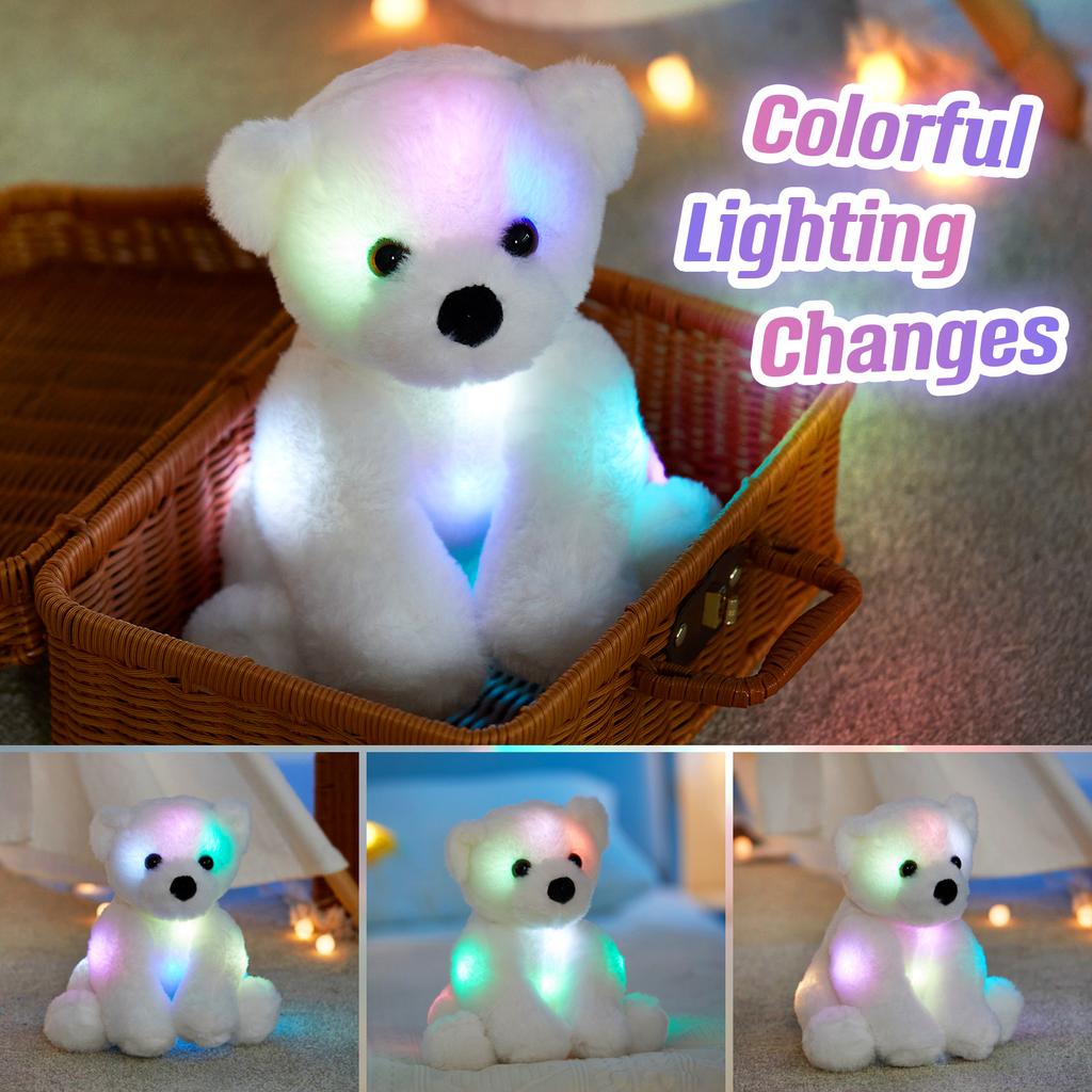 Glowing White Bear Plush Toy Soft Stuffed Animal Cute Birthday Gift For Kids Children Playing Toy