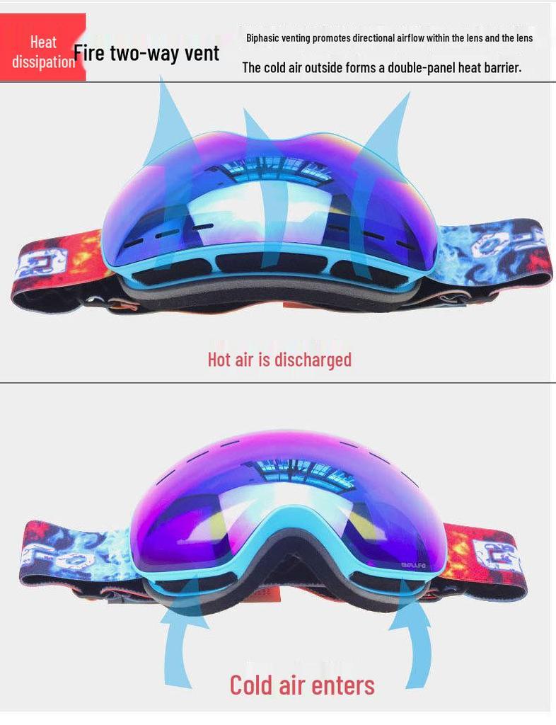 Double-Layer Anti-Fog Ski & Mountaineering Goggles for Enhanced Clarity - Suitable for Kids, Men, and Women.