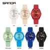 Orologio Sanda Dual Calendar al Quarzo da Studente con Lancette Luminose, Impermeabile, alla Moda, Cassa Rotonda Trasparente