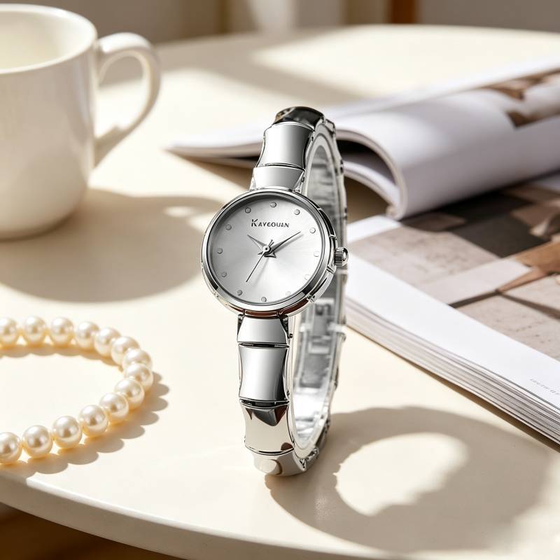 Kayequan Bamboo Bead Bracelet Watch For Women Quartz Movement Fashion Casual Jewelry
