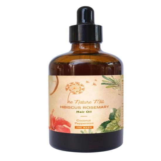 

The Nature Mill Hibiscus Rosemary Hair Oil for Stronger Hair, No Mineral Oil or Base, No Extracts or Fragrances, Made with Cold Pressed Oils & Es