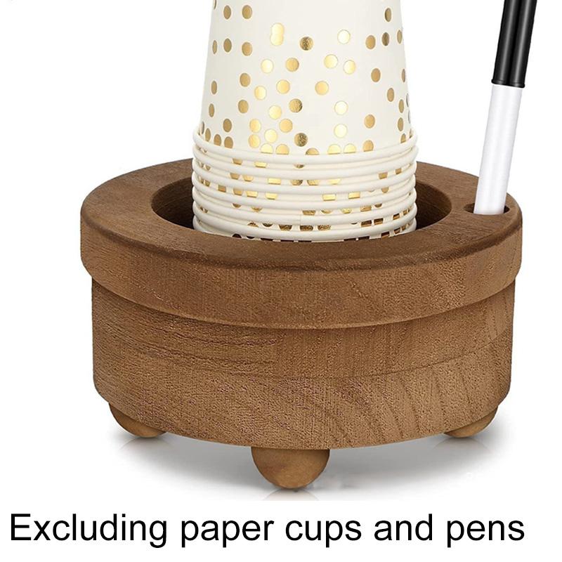 1Pc Candle Holder Base Wood With Pen Holder Storage Rack Ins Style Disposable Water Cup Cup Holder Candlestick
