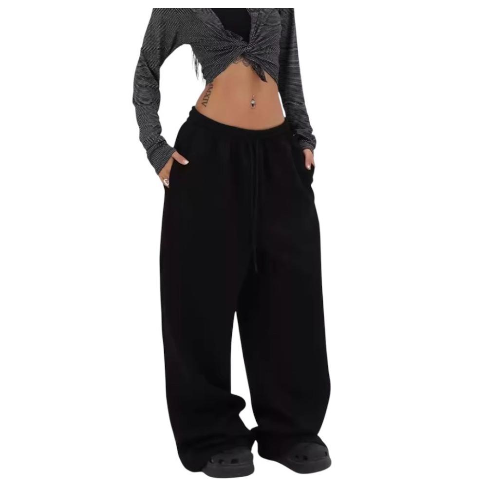 Trendige Damen-Sweatpants mit weitem Bein, Elastischer Bund mit Kordelzug, Entspannte Hose, Lässige Streetwear-Hose für den täglichen Gebrauch & zum Entspannen