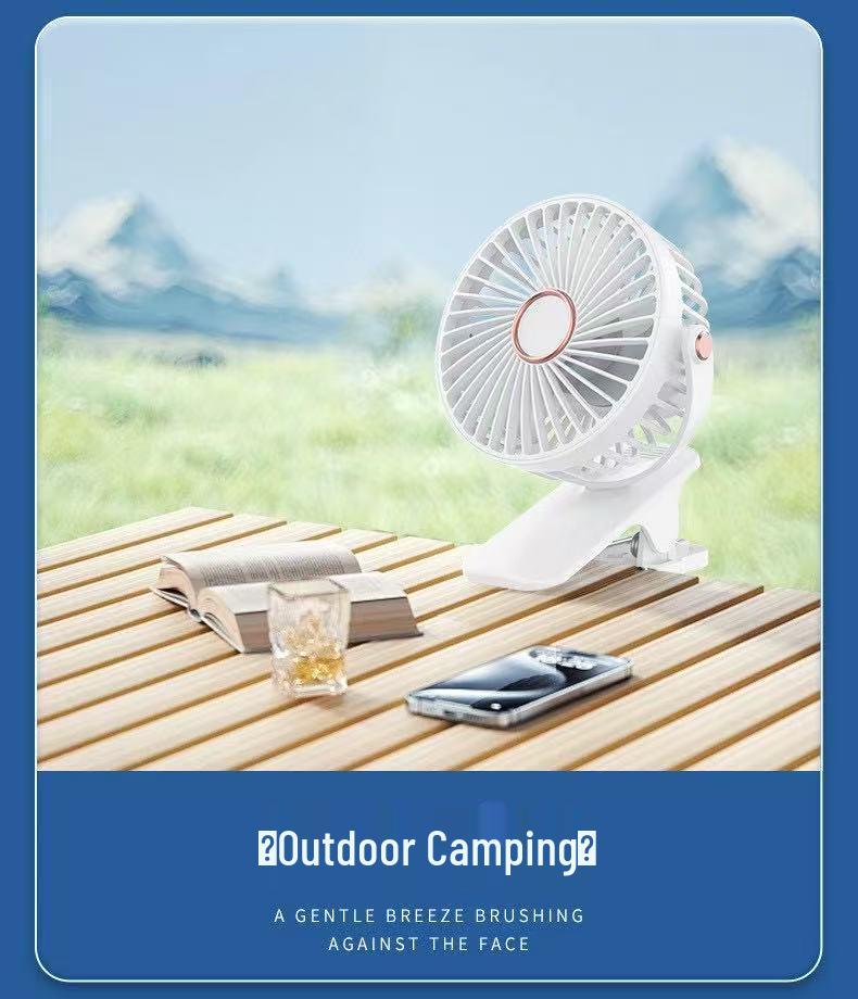 Portable Rechargeable Silent Clip Fan for Bedside, Stroller, or Desk - High Wind Power
