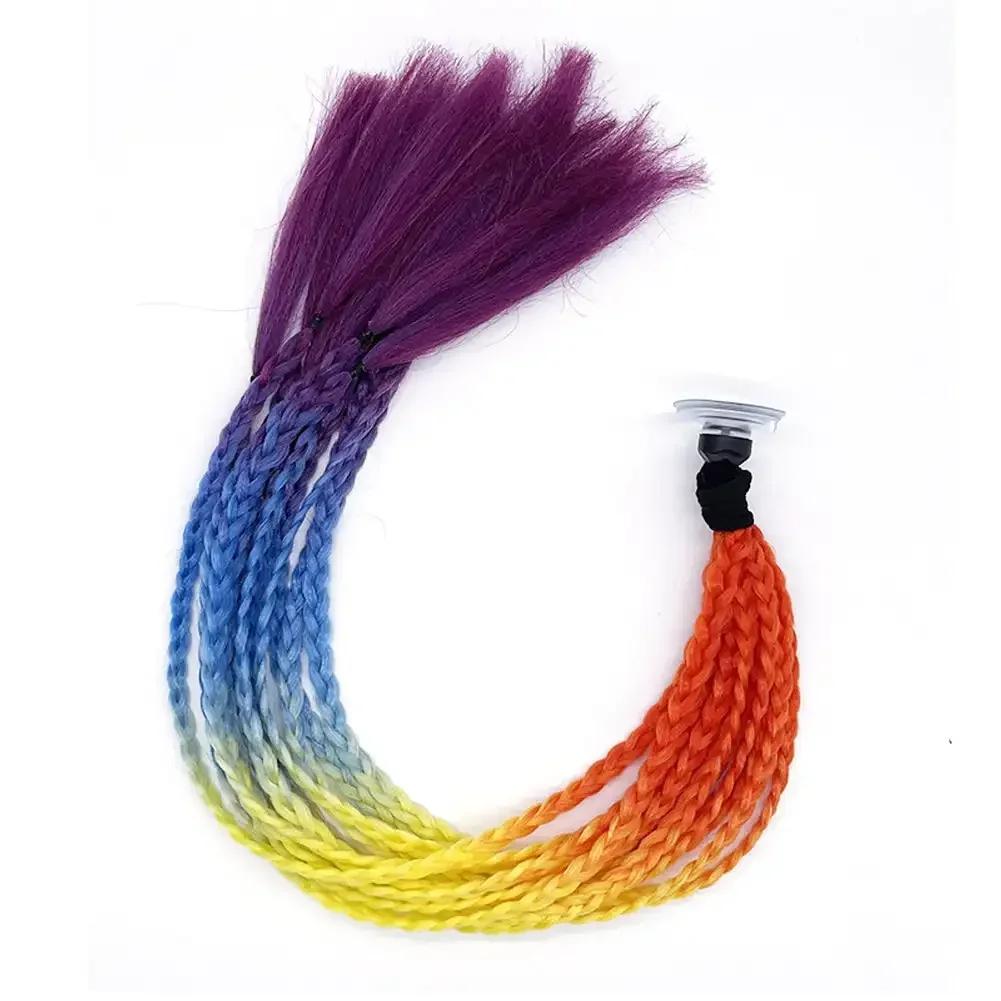 Helmet Dreadlocks Braid For Helmet Motorcycle Dreadlocks Dirty Braid Pigtail Gradient Synthetic Twist Braid Ponytail With Sucker