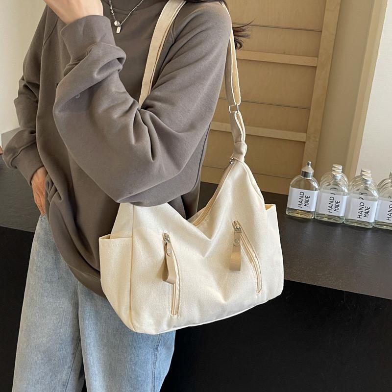 Chic Minimalist Canvas Tote Bag For Women Large Capacity Trendy Shoulder Bag 2024 New