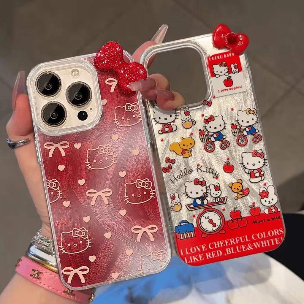 3D Bowknot Hello Kitty Phone Case For Iphone 17 16 Pro Max 17 Air 16e 15 14 13 12 11 Pro Max15 14 Plus X XS Max XR Cover Hard