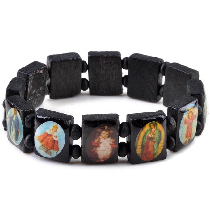 Heilige Jesus Religiöse Holz Katholische Ikone Armbänder Unisex Mode Holzarmband Gebetsanhänger Schmuck 7 Farben