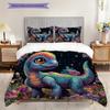 Dinosaur Pattern Bedding Quilt Set Quilt Cover Pillowcase Home Decoration Birthday Gift (1 * Duvet Cover + 2 * Pillowcase, Without Core)