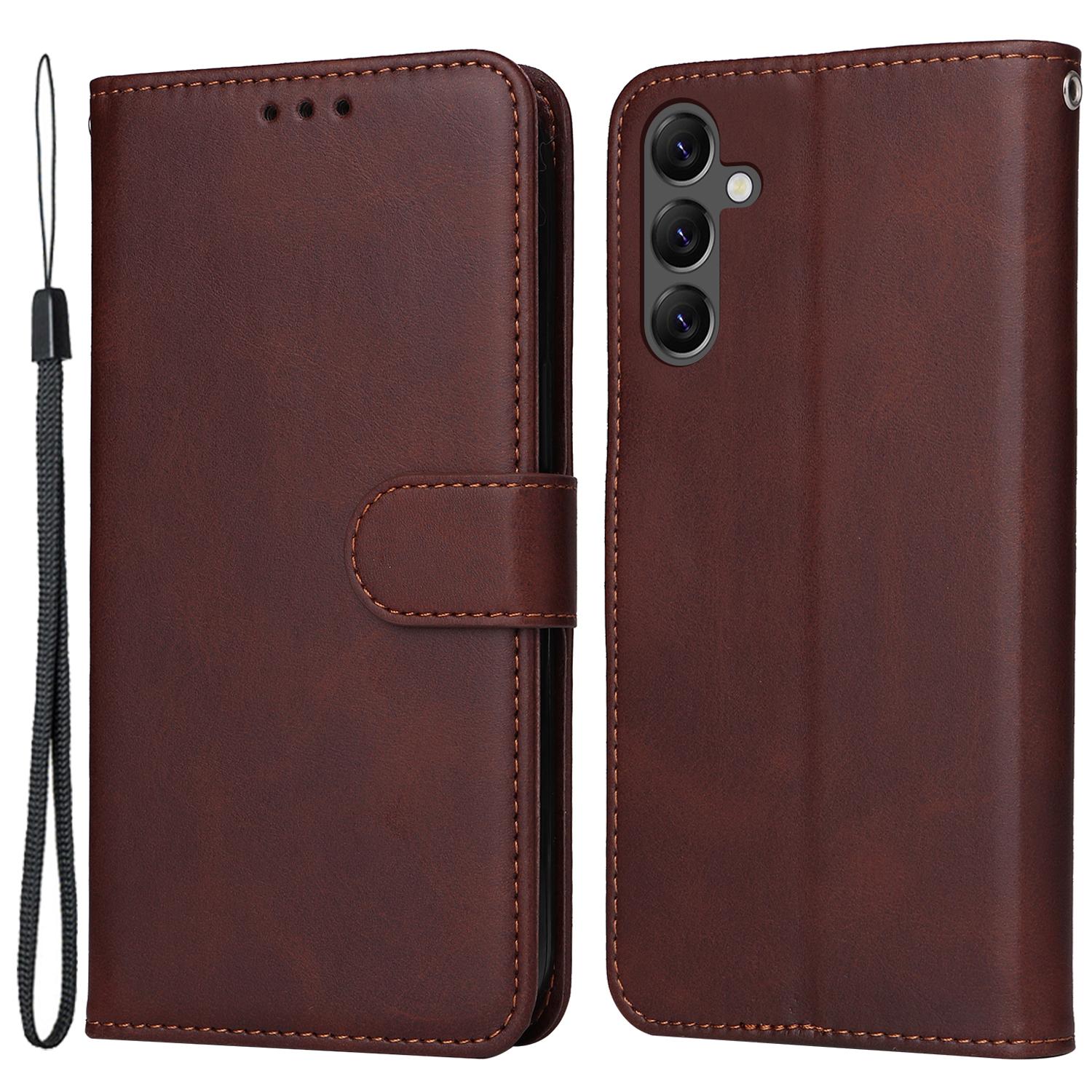 

For Samsung Galaxy A25 5G (Global) (161.0 x 76.5 x 8.3mm) Case PU Leather Magnetic Closure Phone Cover Brown