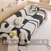 Modern Waffle Weave Printed Cotton Linen Sofa Cover Throw All Season Cushion Protector