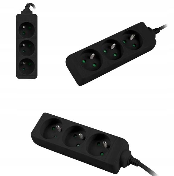 Listwa Przedłużacz Lanberg 1,5m Czarna 3x 230V PL, Kabel Wykonany Z Pełnej Miedzi