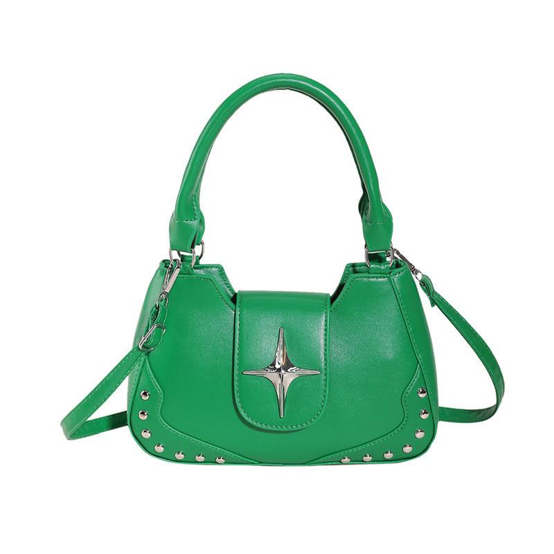 

Wholesale Trendy Creative Handbag For Women 2024 Spring New Fashion Versatile Rivet Single Shoulder Crossbody Bag зелений
